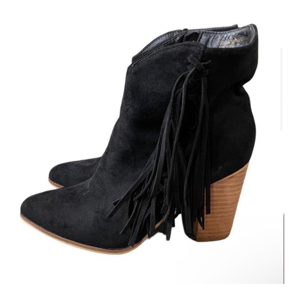 BEAST Jackie Fringe Ankle Boot Black Suede Fringe Booties Size 9 from Buckle - Picture 3 of 10